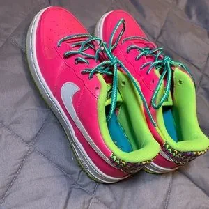Nike Shoes Gently Worn Girls Neon Pink Green Multi Color Air
